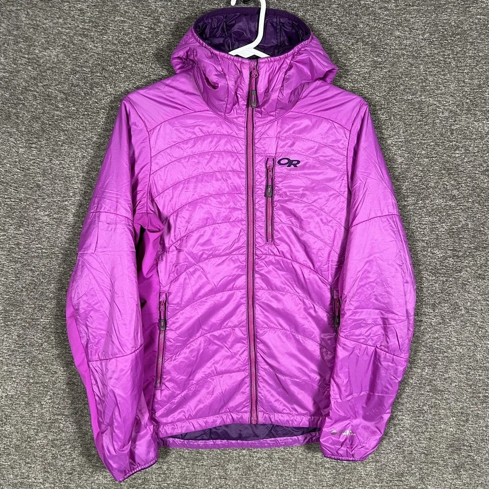 Outdoor Research Cathode Hooded Jacket Womens Small‎ Purple Quilted Insulated